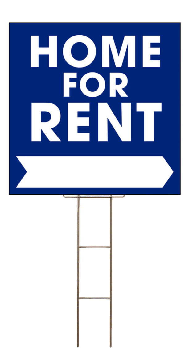 Home For Rent Sign and Wire Stake Unit with Large, Bold Text, 24h x 24w, 4mm Corrugated Plastic